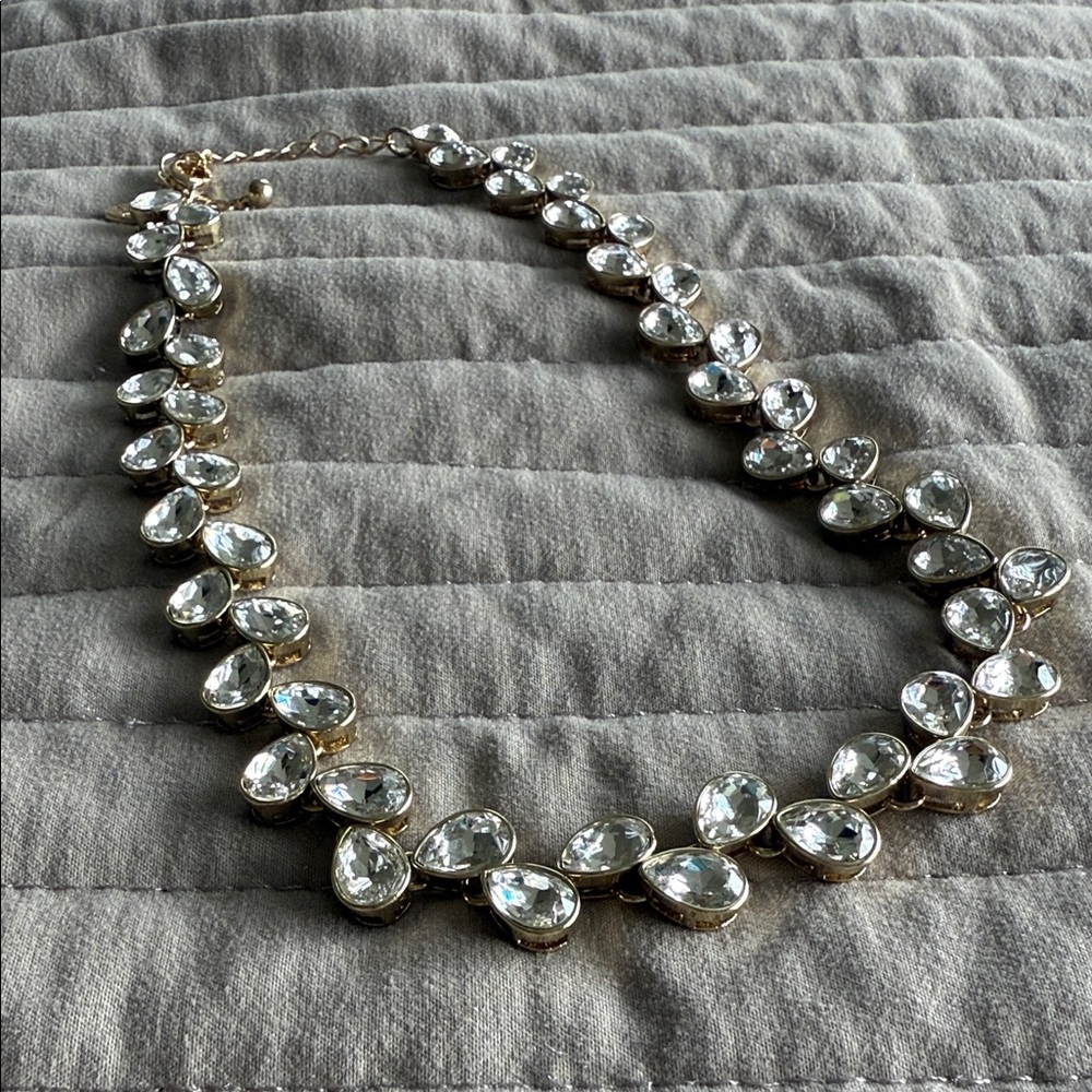 White House Black Market Gold and Silver Crystal Necklace